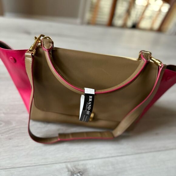 Celine Medium Bicolor pink/ Tan Leather Bag W/Shoulder Strap‎ NEW IN PKG - Picture 8 of 13